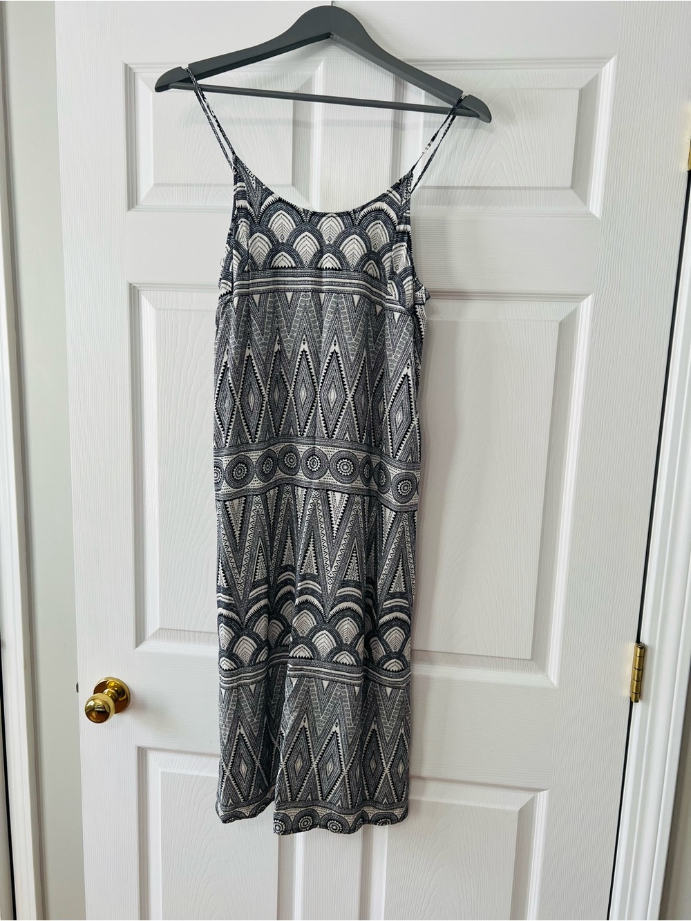 H&M Black & White Strappy Geometric Maxi Dress